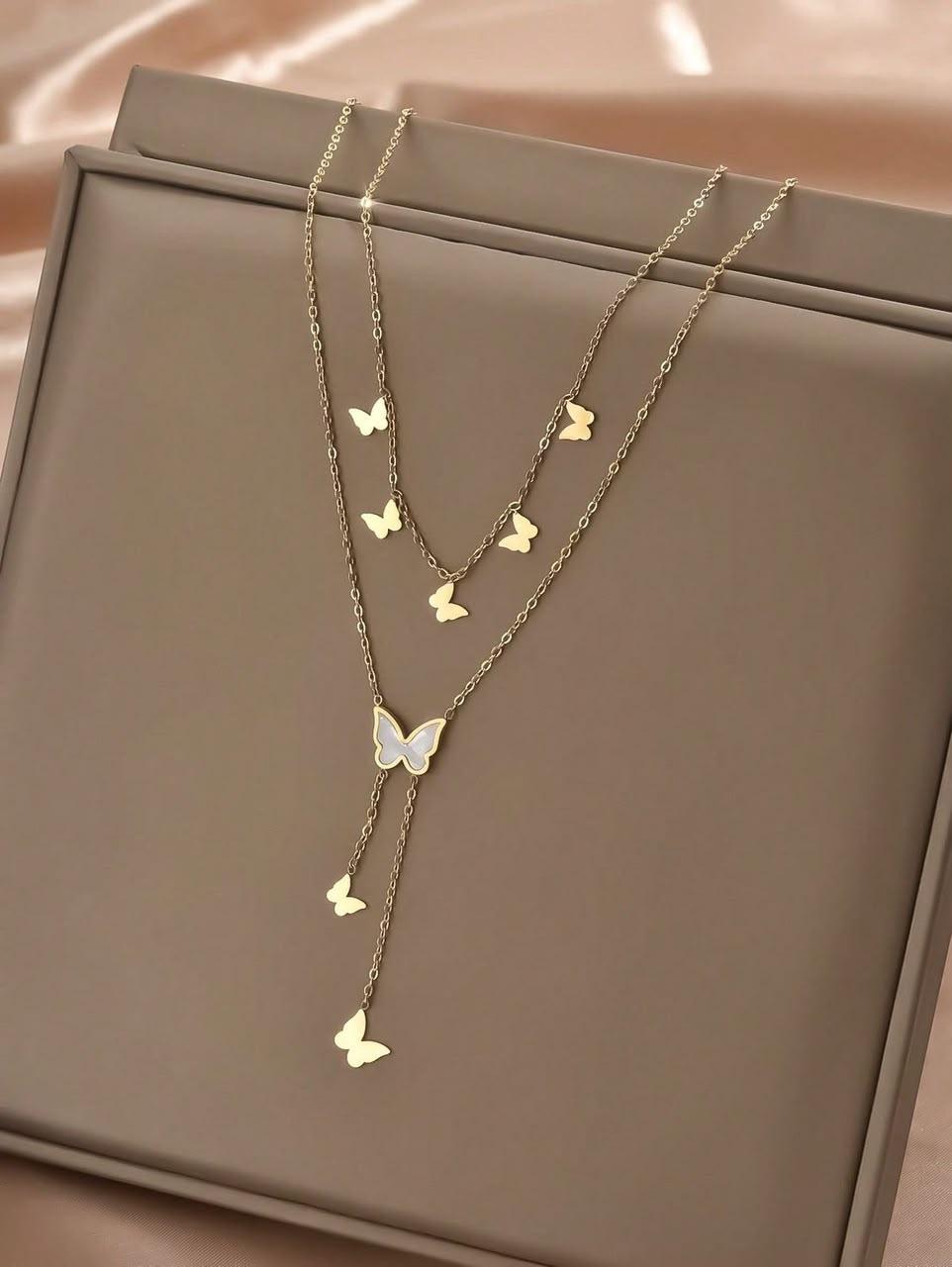 [À VALIDER] Collier Papillons Double Rang